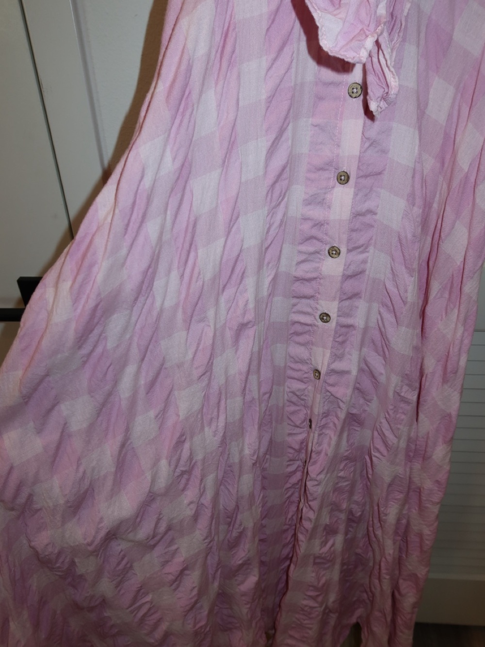 Free People Light Pink Gingham Tie-Back Maxi Dress - Picture 2 of 9